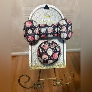 Jmle  Trick For Treat  Bone & Ball  6” Wide Dog Toy   With Squeakers